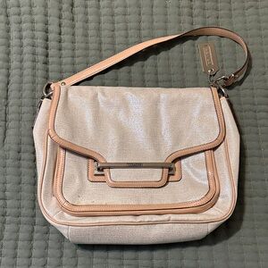 Coach Metallic Beige and Tan Shoulder Bag